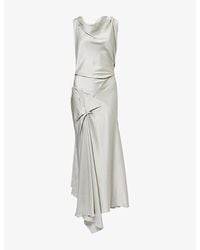 Victoria Beckham - Posy Twisted-Shoulder Satin Midi Dress - Lyst
