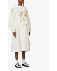 Simone Rocha Rhinestone-embellished Lace And Silk Coat - Natural