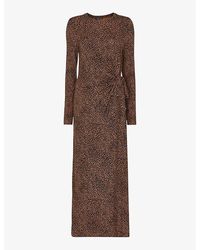 Whistles - Coffee Bean Abstract-print Stretch-jersey Midi Dress - Lyst