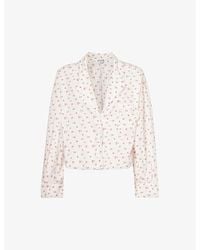Lounge Underwear - Floral-pattern Cropped Cotton Shirt - Lyst