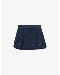 Maje - Layered Sequin-Embroidered Denim Shorts - Lyst