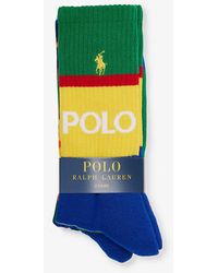 Polo Ralph Lauren - Chamoni Logo-embroidered Pack Of Two Stretch-cotton Blend Socks - Lyst