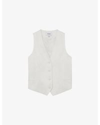 Reiss - Alyx V-Neck Linen-Blend Waistcoat - Lyst