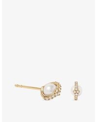 Astley Clarke - Luna Mini 14Ct- 0.06Ct Lab-Grown Diamond And Freshwater Pearl Stud Earrings - Lyst