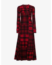 Polo Ralph Lauren - Checked Round-neck Cotton-knit Maxi Dress - Lyst