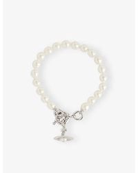 Vivienne Westwood - Aleksa Platinum-Plated Brass And Faux-Pearl Bracelet - Lyst