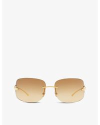 Cartier - Ct0062s 72 Rectangle-frame Metal Sunglasses - Lyst
