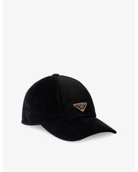 Prada - Triangle-Logo Velvet Baseball Cap - Lyst