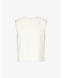 Theory - Round-neck Sleeveless Crepe Top - Lyst