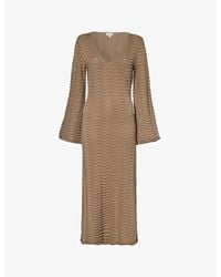 Pretty Lavish - Ripple-knit Open-back Woven-blend Maxi Dress - Lyst