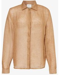 LeKasha - Semi-sheer Spread-collar Linen Shirt - Lyst