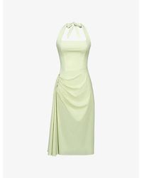 House Of Cb - Tallulah Halterneck Cotton Midi Dress Xs (A-C Cup) - Lyst