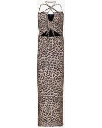 AllSaints - Amaya Leppo Leopard-print Cut-out Stretch-woven Midi Dress - Lyst