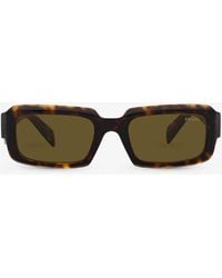 Prada - Pr 27zs Branded-arm Rectangle-frame Tortoiseshell Acetate Sunglasses - Lyst