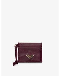 Prada - Triangle-Logo Leather Card Holder - Lyst