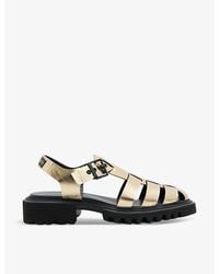 AllSaints - Nessa Chunky-sole Metallic Leather Flat Sandals - Lyst