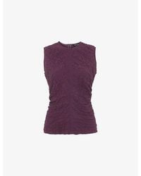 Whistles - Round-Neck Sleeveless Textured Stretch-Cotton Tank - Lyst