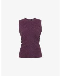 Whistles - Round-Neck Sleeveless Textured Stretch-Cotton Tank - Lyst