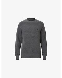 AllSaints - Aspen Logo-Embroidered Cotton And Wool-Blend Jumper - Lyst
