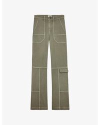 Zadig & Voltaire - Pepper Contrast-pipping Wide-leg Mid-rise Cotton-twill Trousers - Lyst