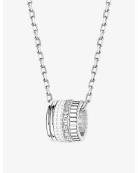 Boucheron - Quatre Double Edition Large 18Ct-, Hyceram And 0.24Ct Round-Brilliant Cut Diamonds Pendant Necklace - Lyst