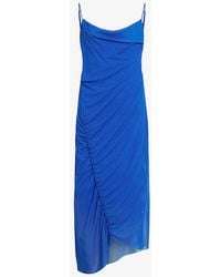 AllSaints - Ulla Cowl-neck Draped Recycled Polyester-blend Midi Dress - Lyst