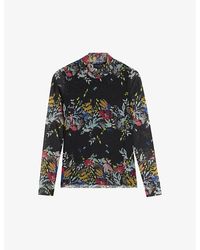 Ted Baker - Amandha Floral-print Stretch-mesh Top - Lyst