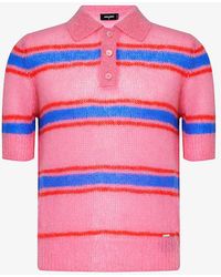DSquared² - Striped Mohair Wool-blend Knitted Polo Shirt - Lyst