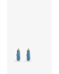 Joanna Laura Constantine Feminine Waves 18ct Gold-plated Brass And Enamel Hoop Earrings - Blue