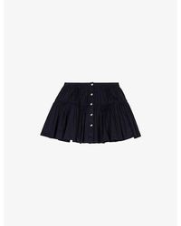 Maje - Button-Down Elasticated-Waist Stretch-Cotton Mini Skirt - Lyst