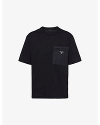 Prada - Re-Nylon Brand-Plaque Cotton And Nylon T-Shirt - Lyst