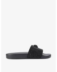 Kurt Geiger - Meena Eagle-Embellished Flat Rubber Slides - Lyst