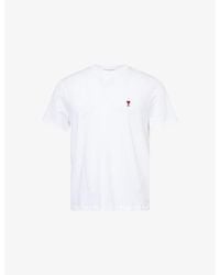 Ami Paris - Regular-Fit Embroidered-Logo Cotton-Jersey T-Shirt - Lyst