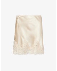 Reformation - Carolina Lace-Trim Silk Mini Skirt - Lyst