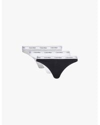Calvin Klein - Modern Logo Low-Rise Pack Of Three Stretch-Cotton Thongs - Lyst