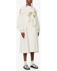 Simone Rocha Rhinestone-embellished Lace And Silk Coat - Natural