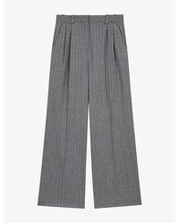 Maje - Rhinestone Wide-Leg Stretch-Woven Suit Trousers - Lyst
