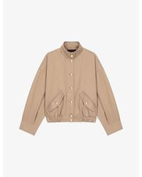 Maje - High-Neck Relaxed-Fit Cotton Bomber Jacket - Lyst