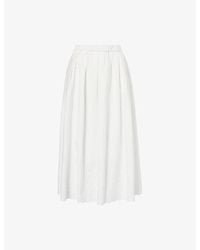 Weekend by Maxmara - Pio Embroidered Cotton And Linen Midi Skirt - Lyst