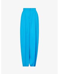 Alexander McQueen - Pleated Pressed-crease Mid-rise Wide-leg Wool Trousers - Lyst