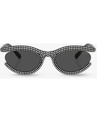 Swarovski - Sk6006 Crystal-embellished Oval-frame Metal Sunglasses - Lyst