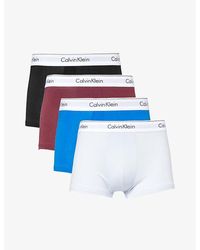 Calvin Klein - Bluebranded-waistband Pack Of Five Stretch-cotton Trunks - Lyst