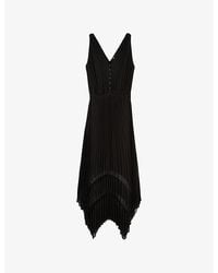 The Kooples - Lace-Embroidered V-Neck Pleated Woven Midi Dress - Lyst