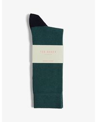 Ted Baker - Clasic Contrast-panel Stretch Organic Cotton-blend Socks - Lyst