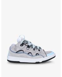 Lanvin - Curb Lace-Up Leather, Suede And Mesh Low-Top Trainers - Lyst