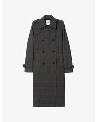 Sandro - Rhinestone-Embellished Button-Down Stretch-Woven Trench - Lyst