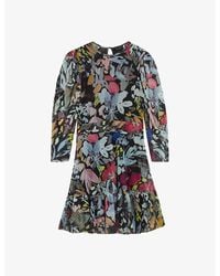 Ted Baker - Payslyy Floral-print Puff-sleeve Stretch-mesh Mini Dress - Lyst