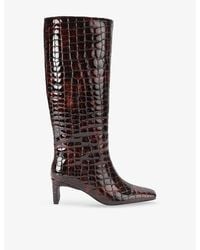 Steve Madden - Jendi Heeled Patent-Leather Knee-High Boots - Lyst