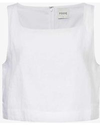 Posse - Val Cropped Linen Top - Lyst