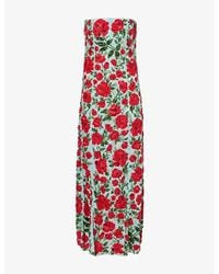 La Fuori - Crimson Rose Strapless Sequinned Maxi Dress - Lyst